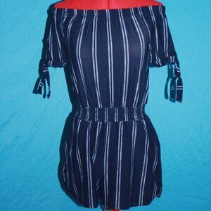 Dark Blue & White Romper